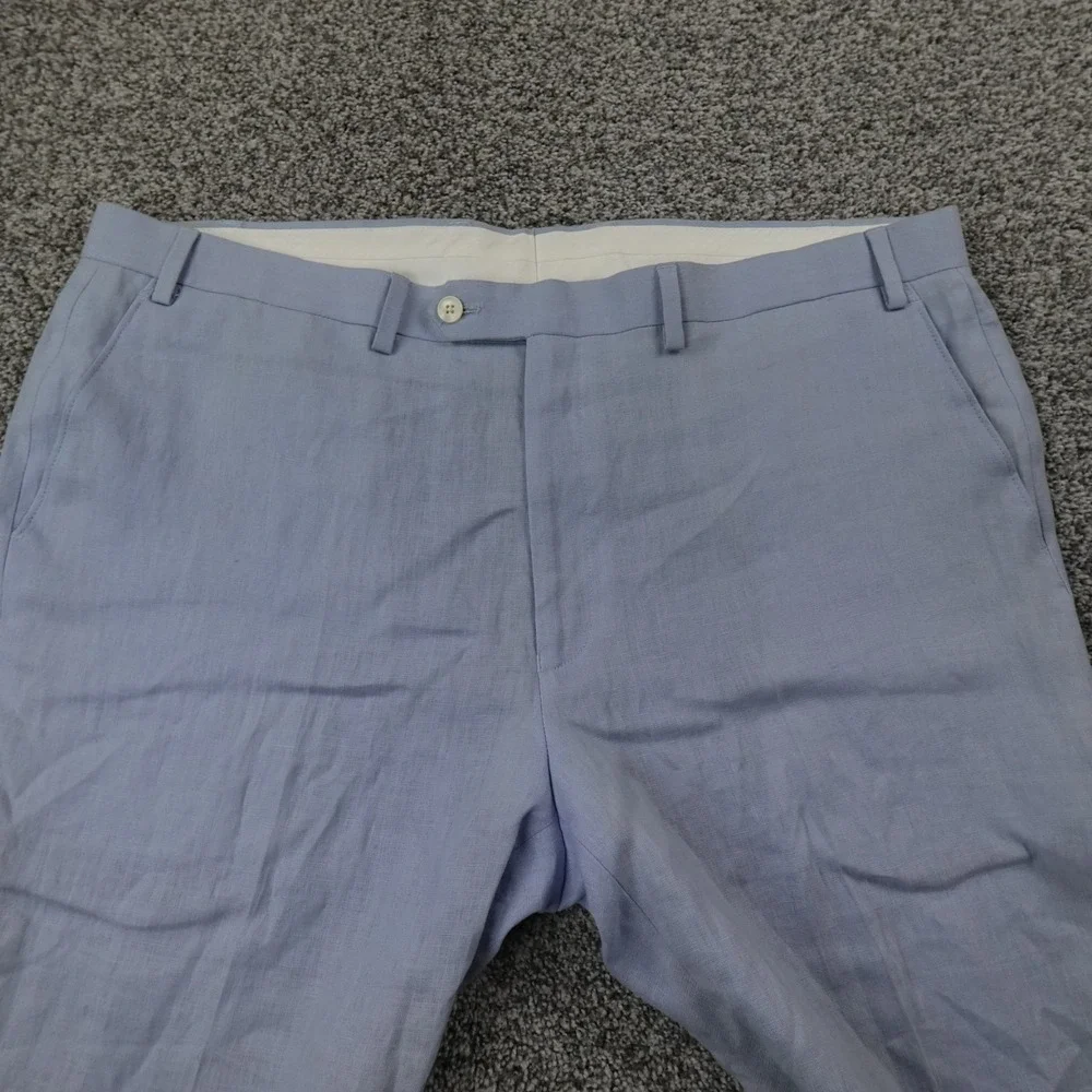 VTG Ralph Lauren Pants Mens‎ 40X32 Blue Linen Chino Dress Trouser Beach Preppy
